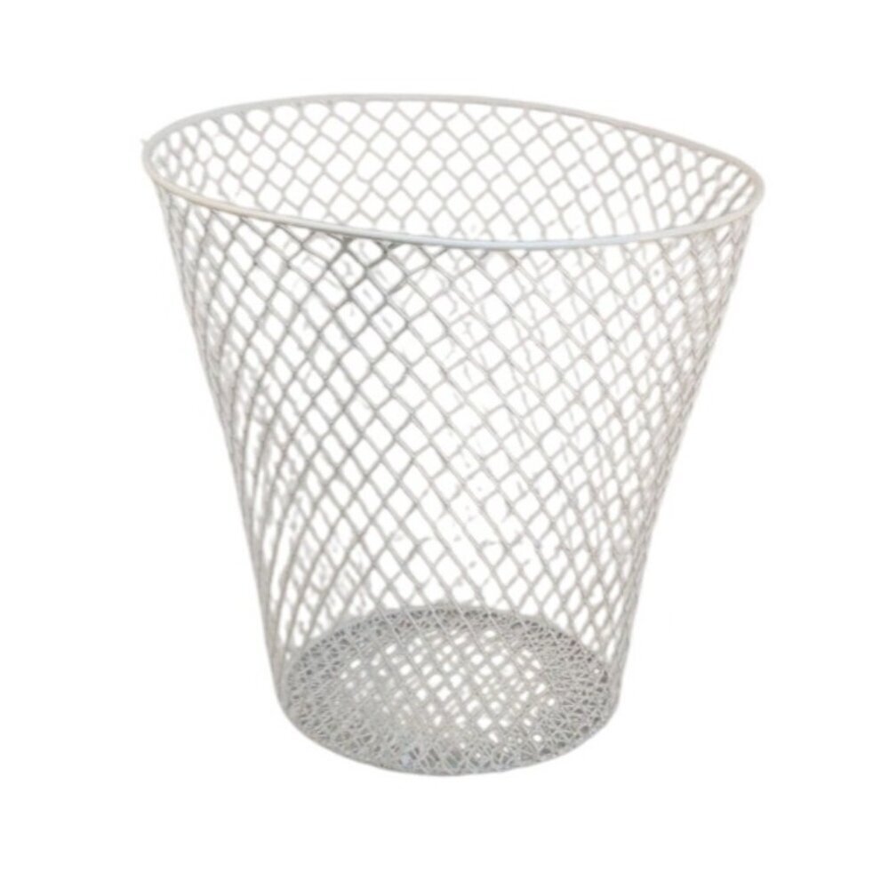 White Wire Mesh Basket 9x9 inch Garden Storage Plant Cover, Small Waste Basket